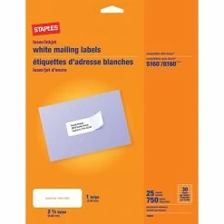 Budget 🛒 Staples White Inkjet/Laser Return Address Labels, 1 X 2-5/8", 750/Box ✔️