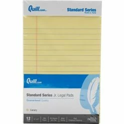 New ⌛ Quill Brand® Standard Series Ruled Pads Quill Brand® Standard Series Legal Pad, 5" X 8", Wide Ruled, Canary Yellow, 50 Sheets/Pad, 12 Pads/Pack (742332) 🎉