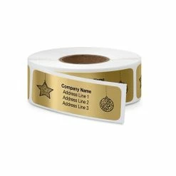 Discount ✨ Quill Brand Custom Holiday Address Labels Rolled Address Label, 2 1/2" X 3/4" Rectangle, Gold, Black Ink, 250 Labels, 1/Roll 👏