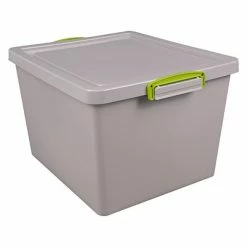 Hot Sale 🧨 Storage Bins & Totes Really Useful Box 35.4 Qt. Latch Lid Storage Tote, Dove Gray (33.5PSTL-RECY-GREY) 🎁