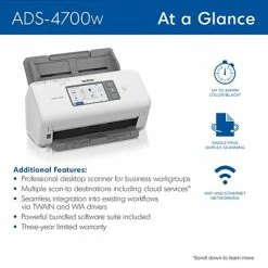 New 👍 Scanners Brother ADS-4700W Duplex Document Scanner, White/Black 🎁 -legal paper Store unnamed file 4707