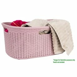 Buy ✨ Laundry Room Essentials Mind Reader Wheeled Plastic Laundry Basket, Pink (40LBASK-PNK) 💯 -legal paper Store unnamed file 4773
