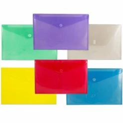 Flash Sale 👍 File Pockets & Jackets Jam Paper Hook & Loop Plastic File Pocket, Legal Size, Assorted, 6/Pack (2358bgprysm) 😍