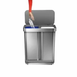 Cheapest ⌛ Recycling Bins Simplehuman Stainless Steel Dual Compartment Recycling Step Can, 15.3 Gal, Metallic (CW2025) 🌟