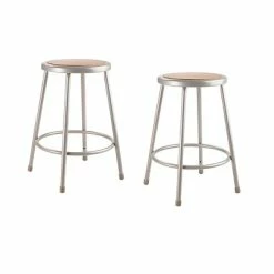 Best Sale 🔔 National Public Seating Drafting Chairs NPS 6200 Series 24" Heavy Duty Steel Stool, Gray -2 Pack (6224/2) 🤩