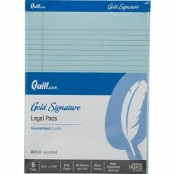 Cheapest 👍 Quill Brand® Gold Signature Premium Series Ruled Pads Quill Brand® Gold Signature Premium Series Legal Pad, 8-1/2" X 11", Wide Ruled, Assorted, 50 Sheets/Pad, 6 Pads/Pack (742412) 🧨