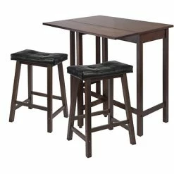 Wholesale 🥰 Breakroom Tables Winsome 35.43" X 39.39" X 30" Lynnwood Drop Leaf Kitchen Tbl W/2 Cushion Stool,Antique Walnut,3 Pcs 🔥