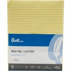 Coupon 👏 Quill Brand® Glue-Top Ruled Pads Quill Brand® Glue-Top Legal Pad, 8-1/2" X 11", Wide Ruled, Canary Yellow, 50 Sheets/Pad, 12 Pads/Pack (RP811C) 🌟