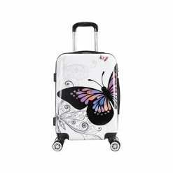 Promo 🤩 All Luggage InUSA Prints PC/ABS Plastic Carry-On Luggage, Butterfly (IUAPC00S-BUT) ✔️