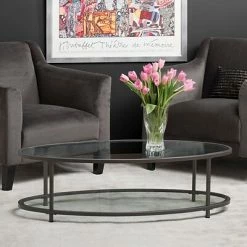Brand new 👍 Accent & Coffee Tables Studio Designs Home 48" Camber Oval Coffee Table Pewter (71014) 🥰 -legal paper Store unnamed file 5704