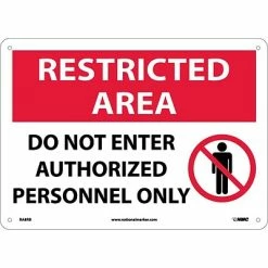 Buy 👍 National Marker Notice Signs; Restricted Area, Do Not Enter Authorized Personnel Only, Graphic, 10X14, Rigid Plastic 👏