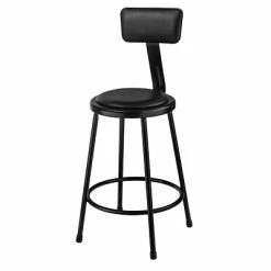 Hot Sale ⭐ National Public Seating Drafting Chairs NPS Vinyl Padded Stool With Adjustable Backrest, Black/Black 🧨