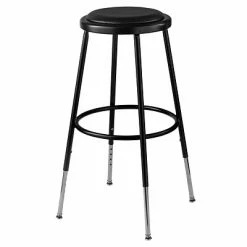 Promo 🧨 National Public Seating Drafting Chairs NPS Adjustable-Height Vinyl Padded Stool, Black/Black 🧨
