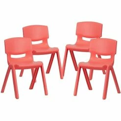 Budget 🛒 Stacking & Folding Chairs Flash Furniture Plastic Student Stacking Chair, Red, 4-Pieces (4YUYCX4004RED) 🔔