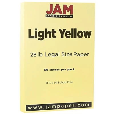 Deals 🎁 JAM Paper Matte Colored Paper, 28 Lbs., 8.5" X 14", Light Yellow, 50 Sheets/Pack (16729336) 😍 3 Deals 🎁 JAM Paper Matte Colored Paper, 28 Lbs., 8.5" X 14", Light Yellow, 50 Sheets/Pack (16729336) 😍