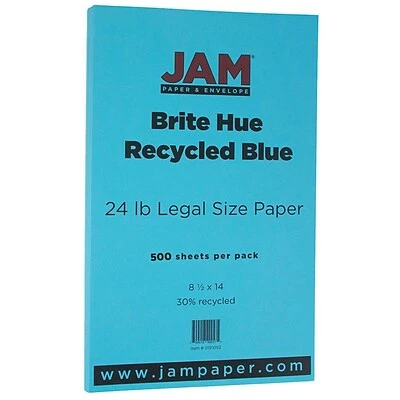 Buy 🛒 JAM Paper® Smooth Colored Paper, 24 Lbs., 8.5" X 14", Blue Recycled, 500 Sheets/Ream (0151052B) 🌟 3 Buy 🛒 JAM Paper® Smooth Colored Paper, 24 Lbs., 8.5" X 14", Blue Recycled, 500 Sheets/Ream (0151052B) 🌟