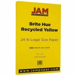 Brand new 😀 JAM Paper® Smooth Colored Paper, 24 Lbs., 8.5" X 14", Yellow Recycled, 500 Sheets/Ream (0151050B) ⭐