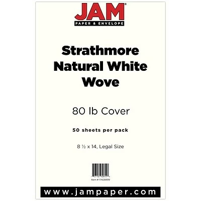 Wholesale ⌛ Jam® Cardstock Paper JAM Paper® Strathmore Legal Cardstock, 8.5 X 14, 80lb Natural White Wove, 50/pack (17428899) 😀 3 Wholesale ⌛ Jam® Cardstock Paper JAM Paper® Strathmore Legal Cardstock, 8.5 X 14, 80lb Natural White Wove, 50/pack (17428899) 😀