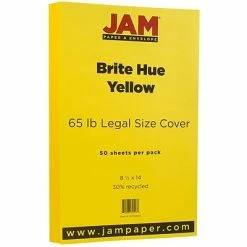 Deals ✔️ Jam® Cardstock Paper JAM Paper® 8 1/2" X 14" Legal Size Recycled Cardstock, Brite Hue Yellow, 50/Pack (16730930) 🎁