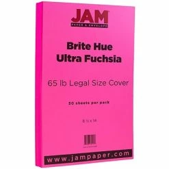 Hot Sale 😉 Jam® Cardstock Paper JAM Paper® 8 1/2" X 14" Legal Size Cardstock, Brite Hue Ultra Fuchsia Pink, 50/Pack (16730928) 🥰