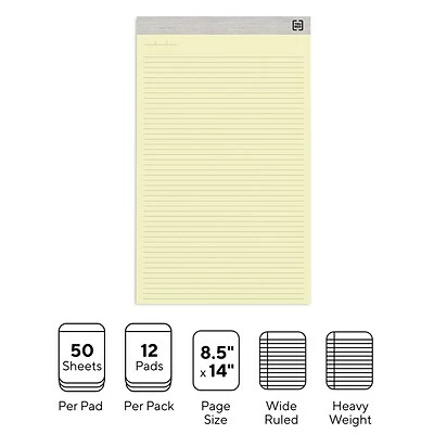 New š TRU RED⢠Notepads, 8.5" X 14", Wide Ruled, Canary, 50 Sheets/Pad, 12 Pads/Pack (TR57386) ā¤ļø 4 New š TRU RED⢠Notepads, 8.5" X 14", Wide Ruled, Canary, 50 Sheets/Pad, 12 Pads/Pack (TR57386) ā¤ļø - Image 2