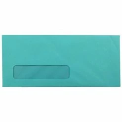 Hot Sale 😍 Envelopes JAM Paper #10 Business Window Envelope, 4 1/8" X 9 1/2", Sea Blue, 50/Pack (5156478I) 🎉