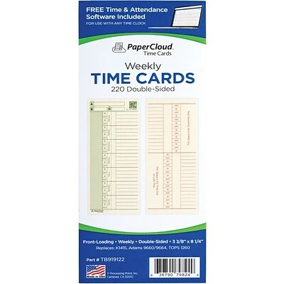 Deals ⌛ Time Clock Cards & Racks PaperCloud Weekly, Double Sided, 3 3/8 X 8 1/4, 220 Pk, (TB919122) ⌛ 2 Deals ⌛ Time Clock Cards & Racks PaperCloud Weekly, Double Sided, 3 3/8 X 8 1/4, 220 Pk, (TB919122) ⌛