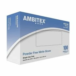 Wholesale 🛒 AMBITEX N5201 Series Powder Free Blue Nitrile Gloves, Medium, 100/Box (NMD5201) 🤩