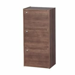 Outlet 🤩 Storage Cubes IRIS® 3-Door Wood Storage Shelf, Brown 👏