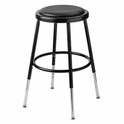 Deals 🤩 National Public Seating Drafting Chairs NPS Adjustable Height Vinyl Padded Stool; Black/Black ✨