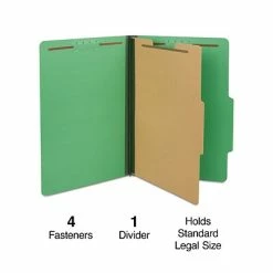 Cheapest 🛒 Classification Folders Quill Brand® 2/5-Cut Tab Pressboard Classification File Folders, 1-Partition, 4-Fasteners, Legal, Green, 15/Box (747034) ⭐