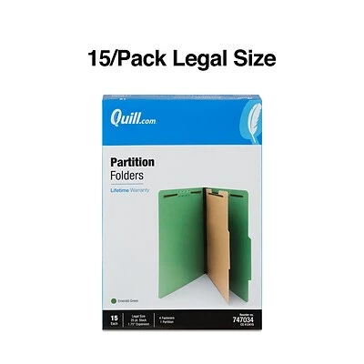 Cheapest š Classification Folders Quill BrandĀ® 2/5-Cut Tab Pressboard Classification File Folders, 1-Partition, 4-Fasteners, Legal, Green, 15/Box (747034) ā 4 Cheapest š Classification Folders Quill BrandĀ® 2/5-Cut Tab Pressboard Classification File Folders, 1-Partition, 4-Fasteners, Legal, Green, 15/Box (747034) ā - Image 2