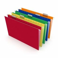 New 😀 Staples Reinforced Hanging File Folders, 5-Tab, Legal Size, Assorted Colors, 25/Box (TR18657) ⭐