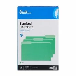 Outlet ✨ Quill Brand® File Folders, Assorted Tabs, 1/3-Cut, Legal, Green, 100/Box (741013GR) 💯 -legal paper Store unnamed file 854