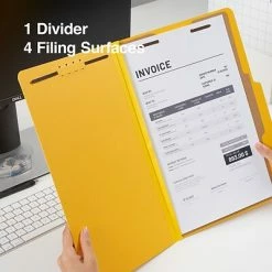Brand new 😍 Classification Folders Quill Brand® 2/5-Cut Tab Pressboard Classification File Folders, 1-Partition, 4-Fasteners, Legal, Yellow, 15/Box (747038) 😍 -legal paper Store unnamed file 874