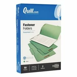 Cheap 👍 File Folders Quill Brand® 1/3-Cut Fastener Folders, 2-Fasteners, Legal, Assorted Tabs, Green, 50/Box (7358GN) ✨